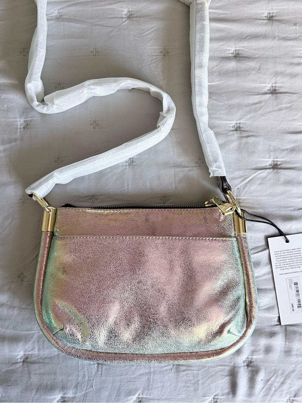 Aimee Kestenberg Iridescent Leather Crossbody with Gold Hardware